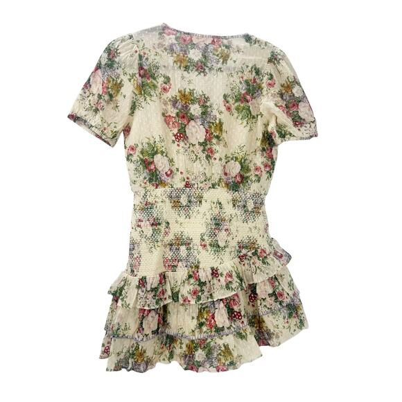 LoveShackFancy Keelin Mini Dress Shining Gemstone Floral Cotton Multi Size M NWT - Picture 11 of 11